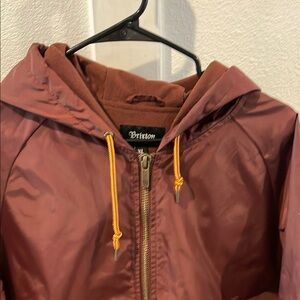 Brixton Maroon Hooded Jacket with Yellow Drawstrings